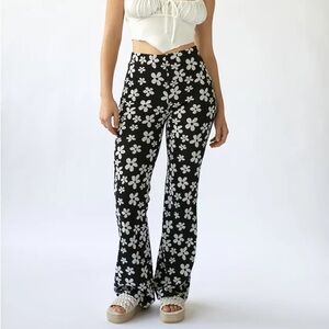Urban Outfitters black and white floral flare pants